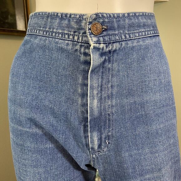 Vintage 70s City Girl Straight Leg Embroidered Bicycle Bike Jeans High Waist 26" - Picture 7 of 15